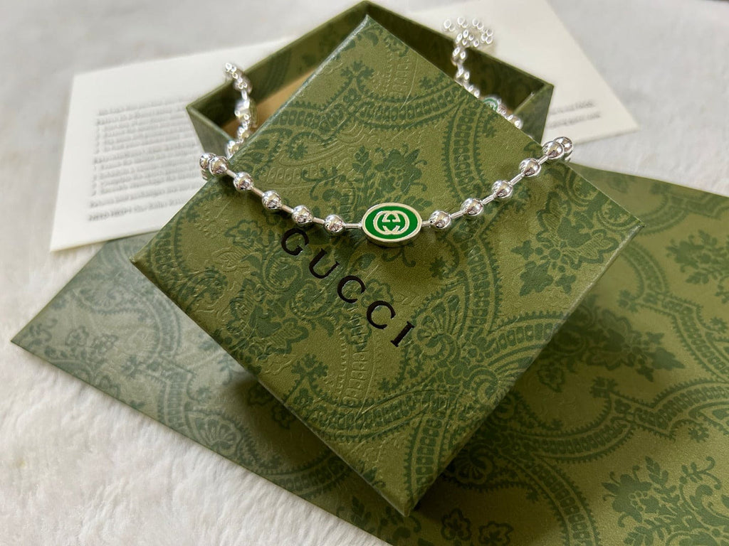 Double Gucci Interlocking Gucci Green Necklace