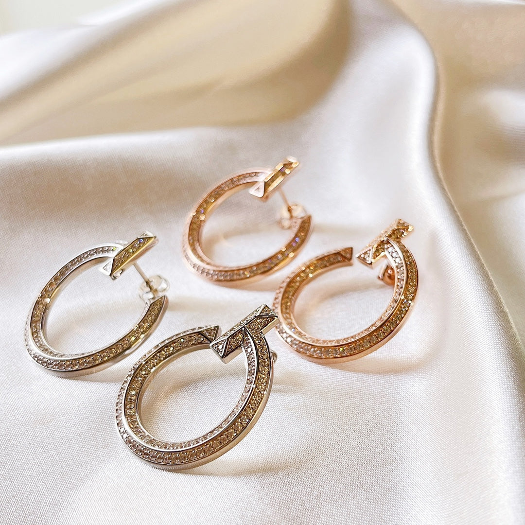 18K Tiffany T1 Open Hoop Rose Gold Earrings